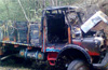 Kasargod: Lorry laden with hay catches fire; narrow escape for driver